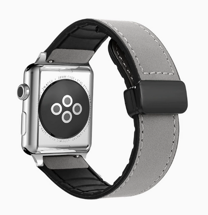 Compatible with Apple Watch 5/6/7/8/9 Ultra Magnetic Buckle Crazy Horse Texture Silicone Skin Strap